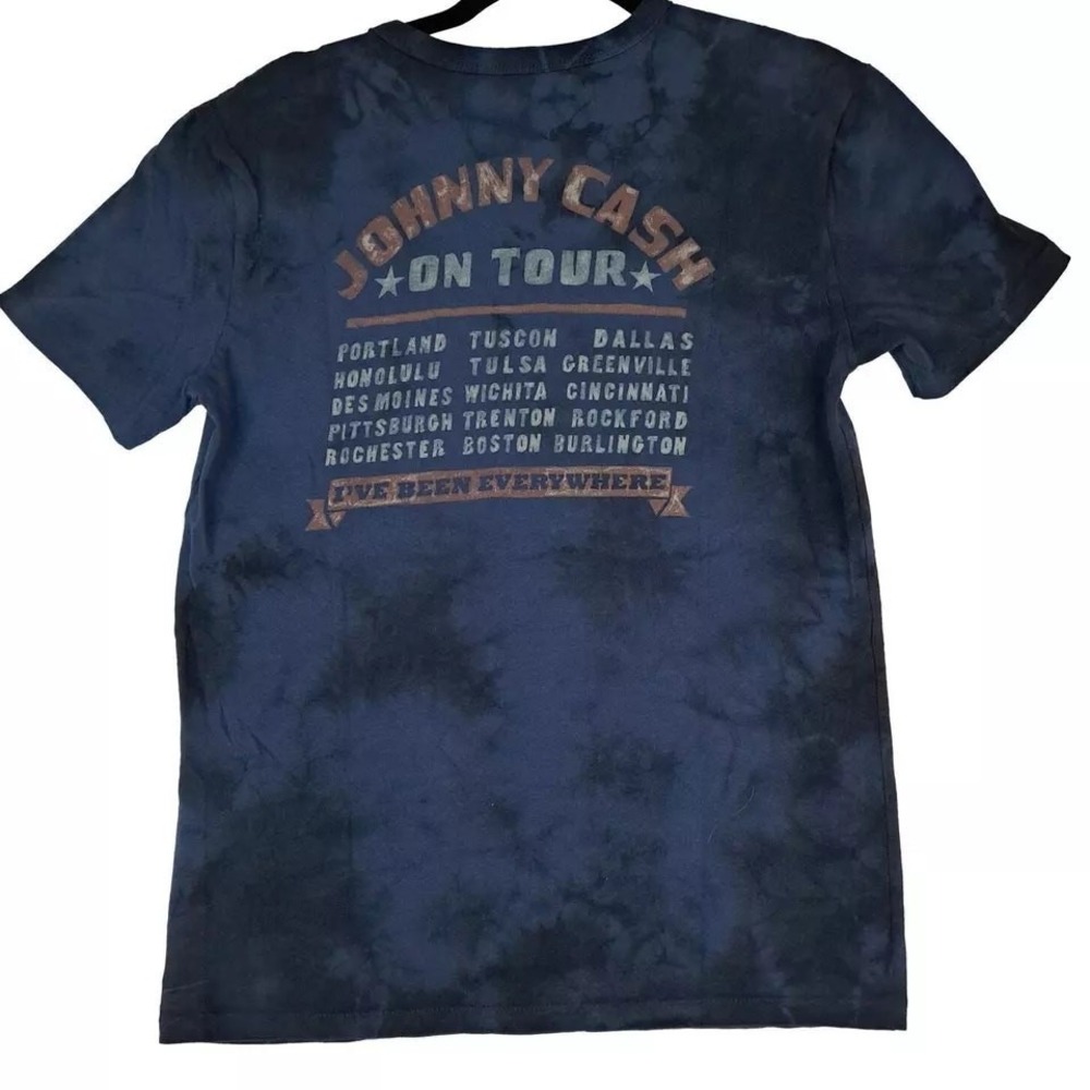 Johnny Cash All Star Tour Tee Men S TieDye Blue Black Country Rock Concert Shirt - Picture 2 of 12